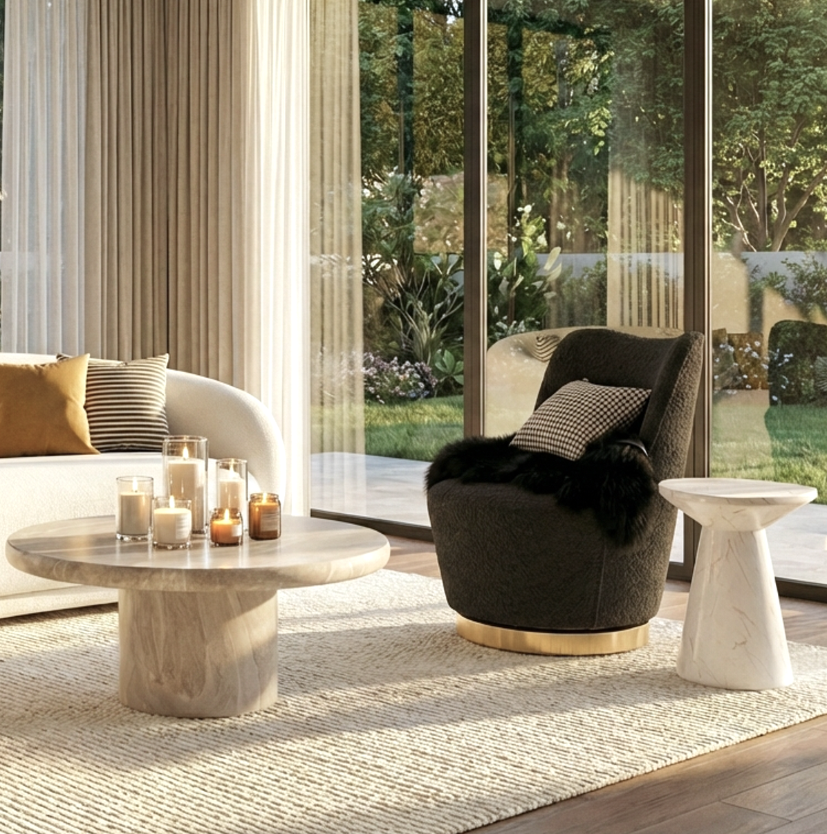 Pulpit Swivel Armchair, Charcoal Boucle