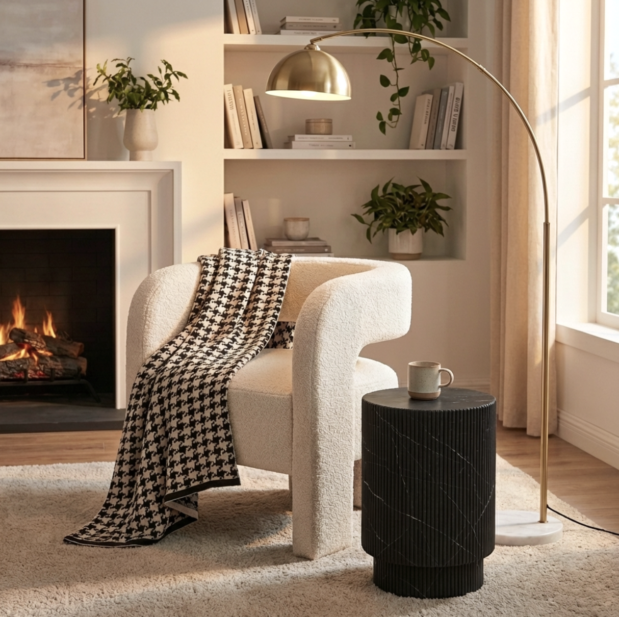 Sublime Accent Chair, Off White Boucle