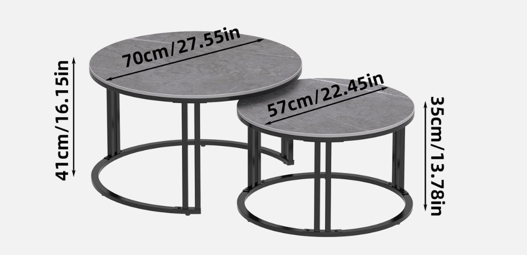Interior Ave Premier Nested Coffee Table Set — Sintered Stone with Metal Frame — Allure Home Collections