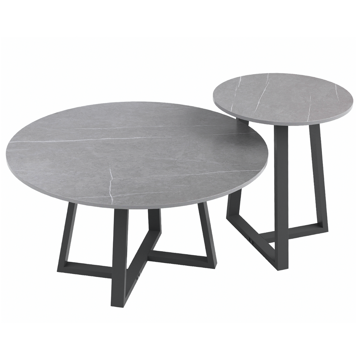 Interior Ave Broadway Two-Tier Coffee Table Set — Stone Grey Sintered Marble — Allure Home Collections