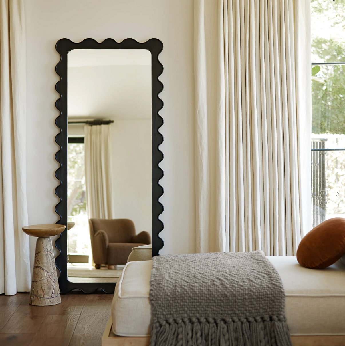Kennett Scalloped Full Length Mirror, Black
