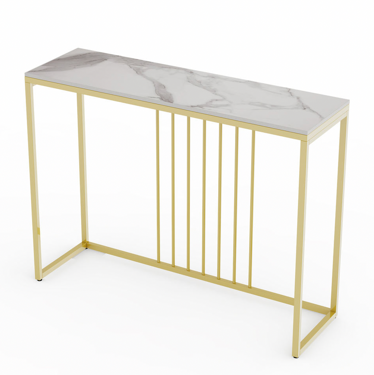 Nagambie Console Table, White Marble and Gold