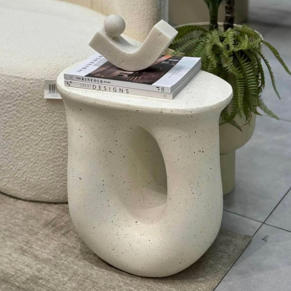 Evans Head Terrazzo Bedside Table, White