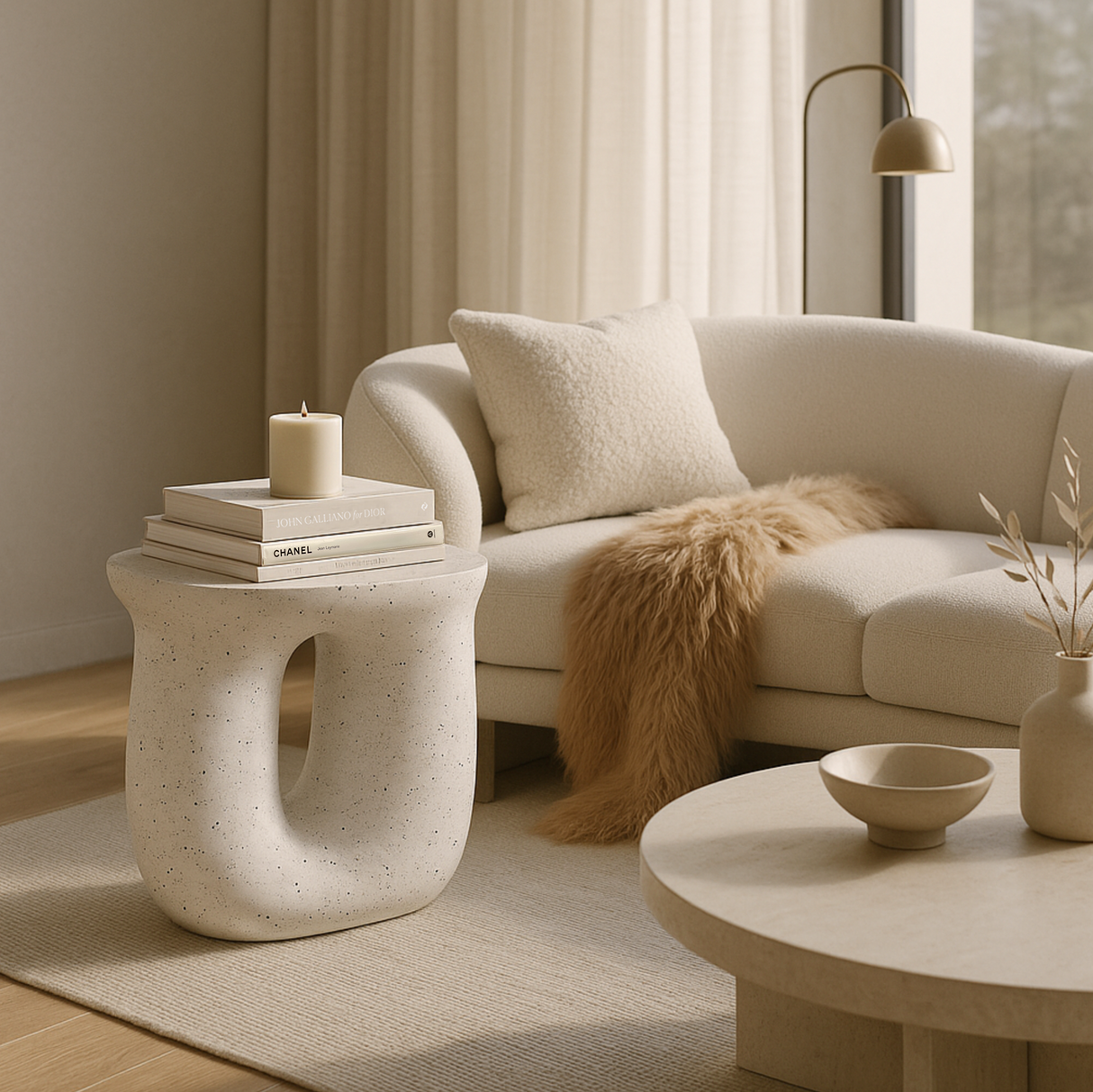 Evans Head Terrazzo Bedside Table, White