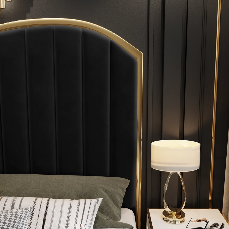Star Shine Queen Velvet Bedframe with Storage