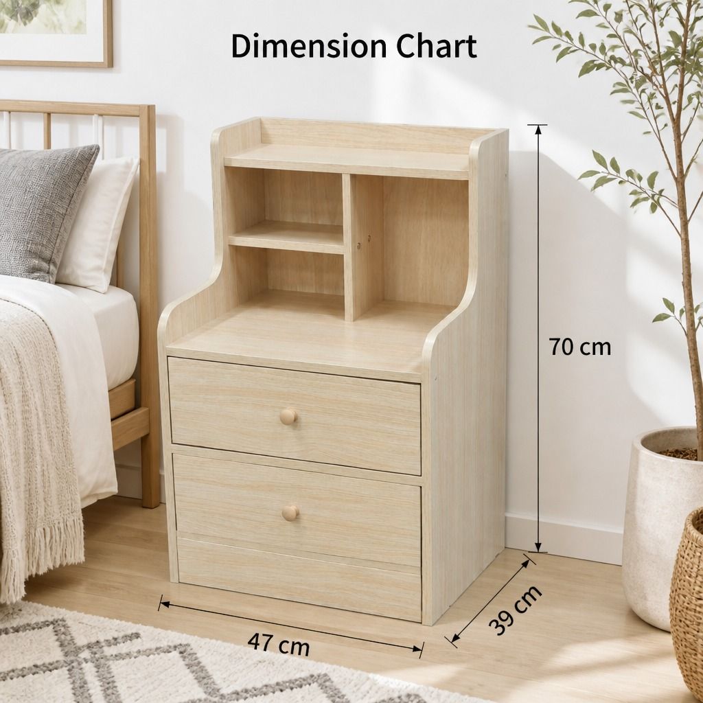 Myocum 2 Drawer Bedside Table, Natural