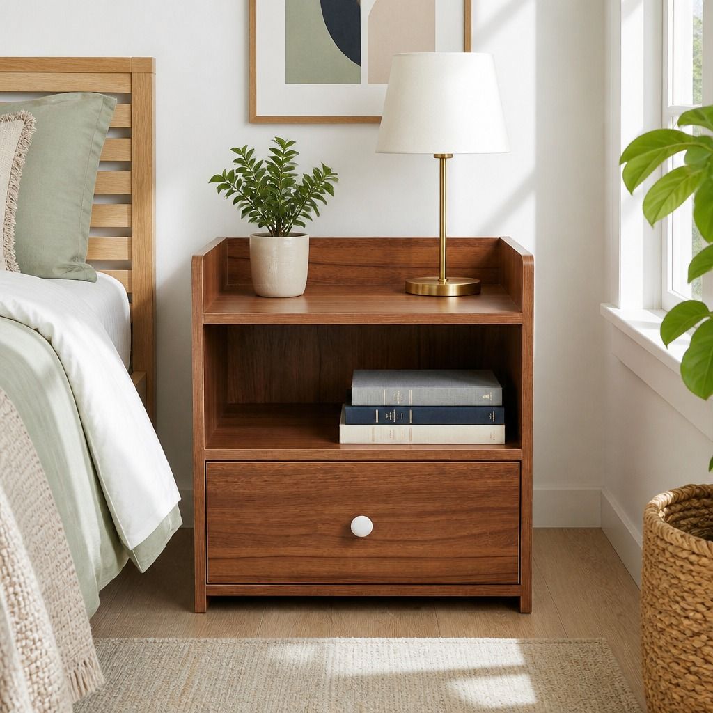 Huonbrook Vintage Bedside Table, Walnut