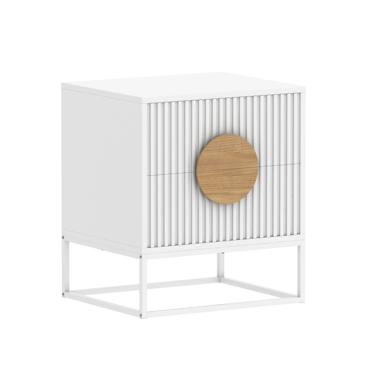Cumbalum Fluted Bedside Table, White