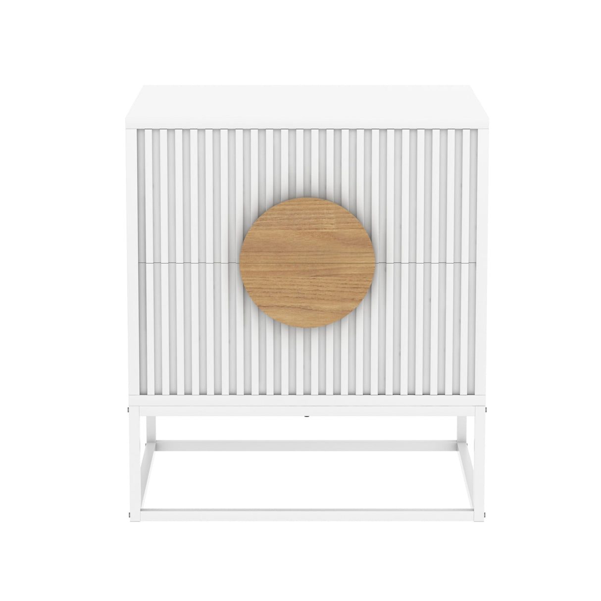 Cumbalum Fluted Bedside Table, White