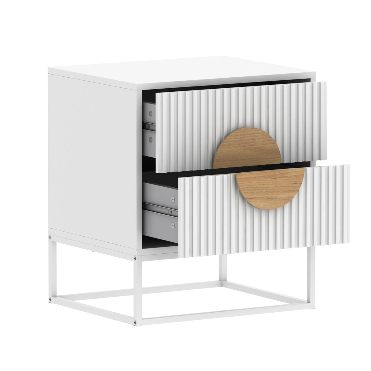 Cumbalum Fluted Bedside Table, White