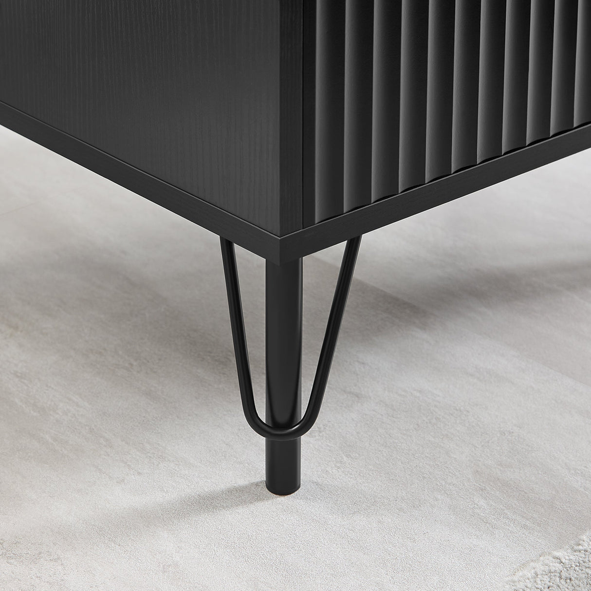 Larnook Wavy Fluted Bedside Table, Black
