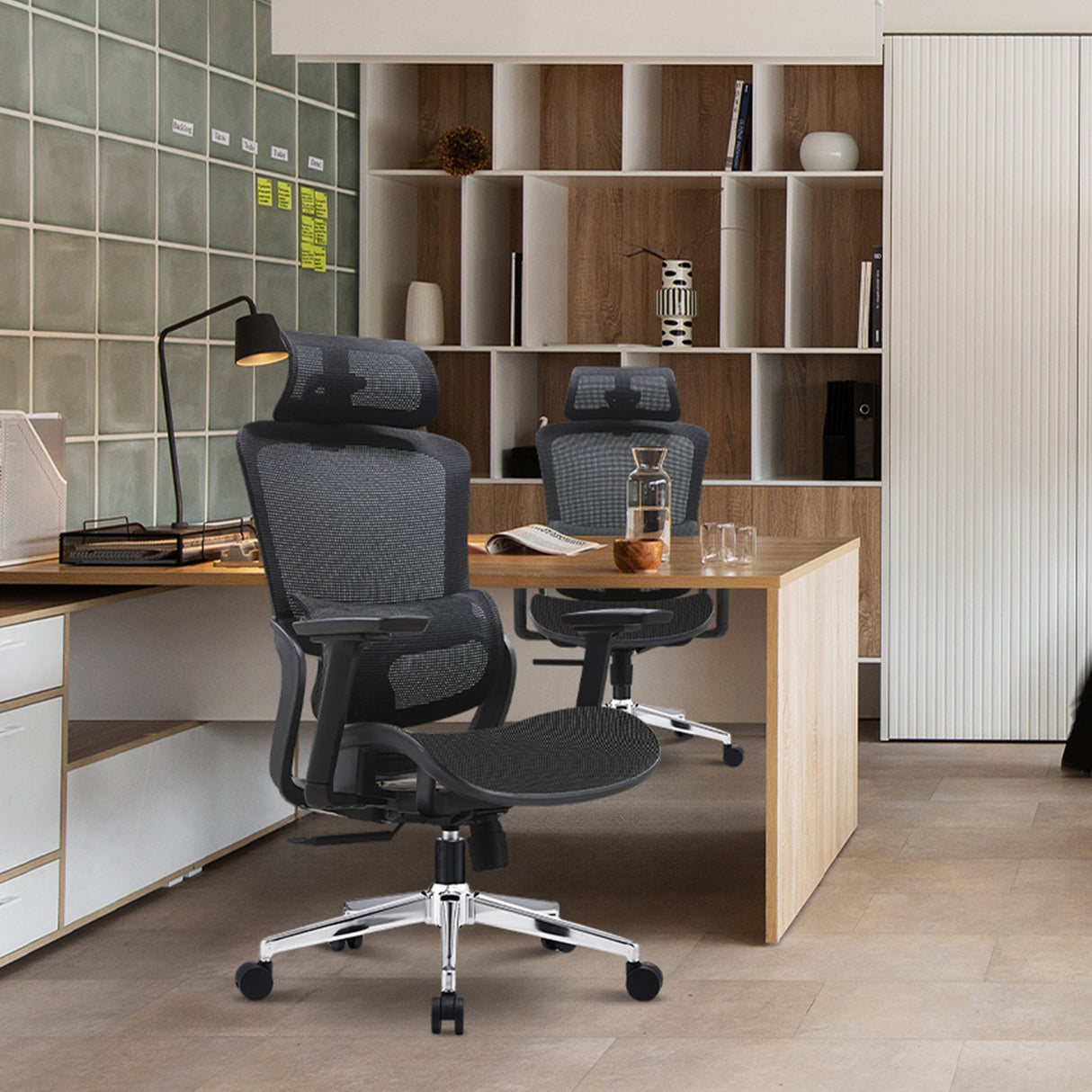 Mount Barker black full mesh ergonomic office chair with headrest