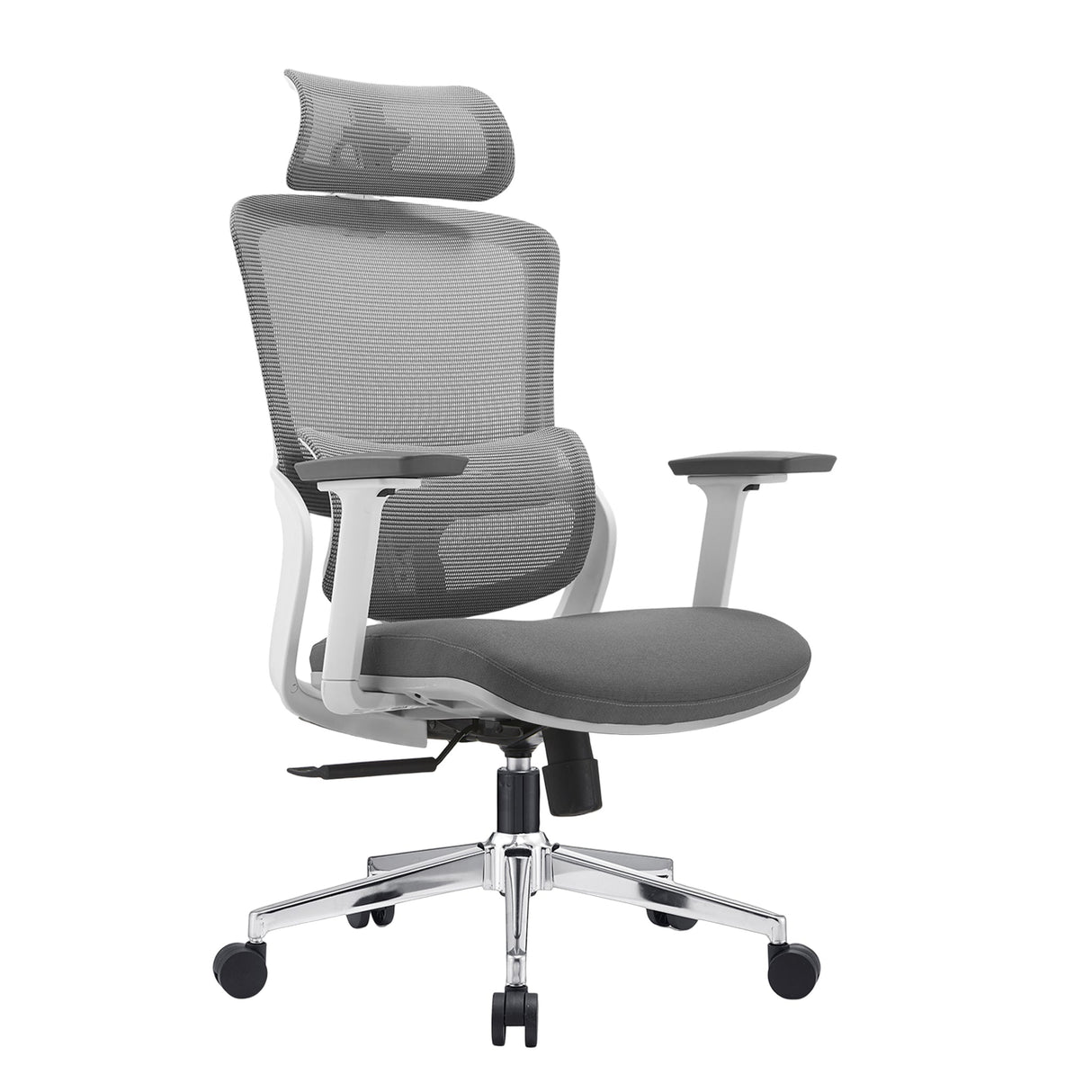 Moora grey high back ergonomic mesh office chair with 3D headrest and armrests