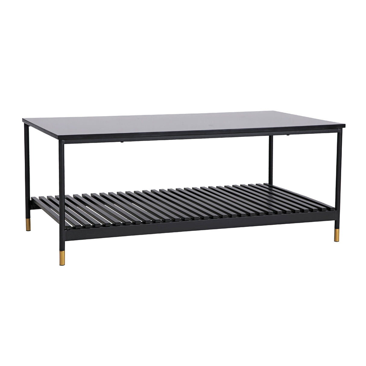 ALCONA Matte Black Coffee Table with Gold Accents