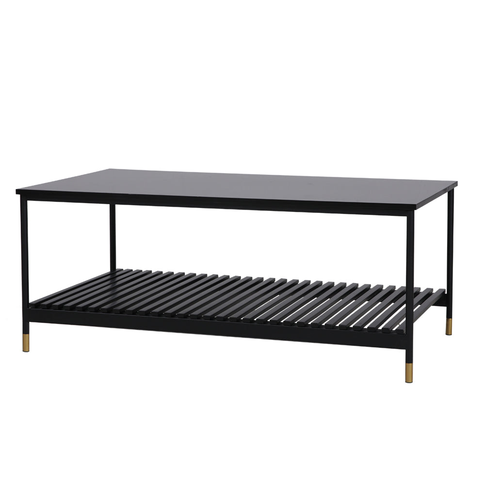 ALCONA Matte Black Coffee Table with Gold Accents