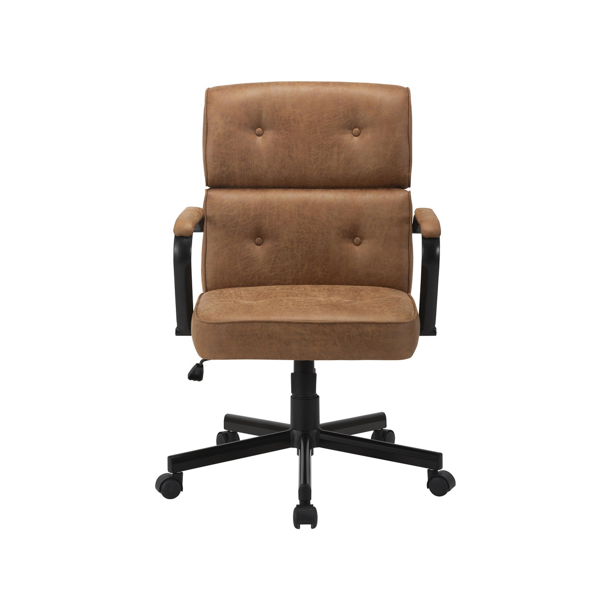 Beverley brown suede fabric office chair with padded fixed arms