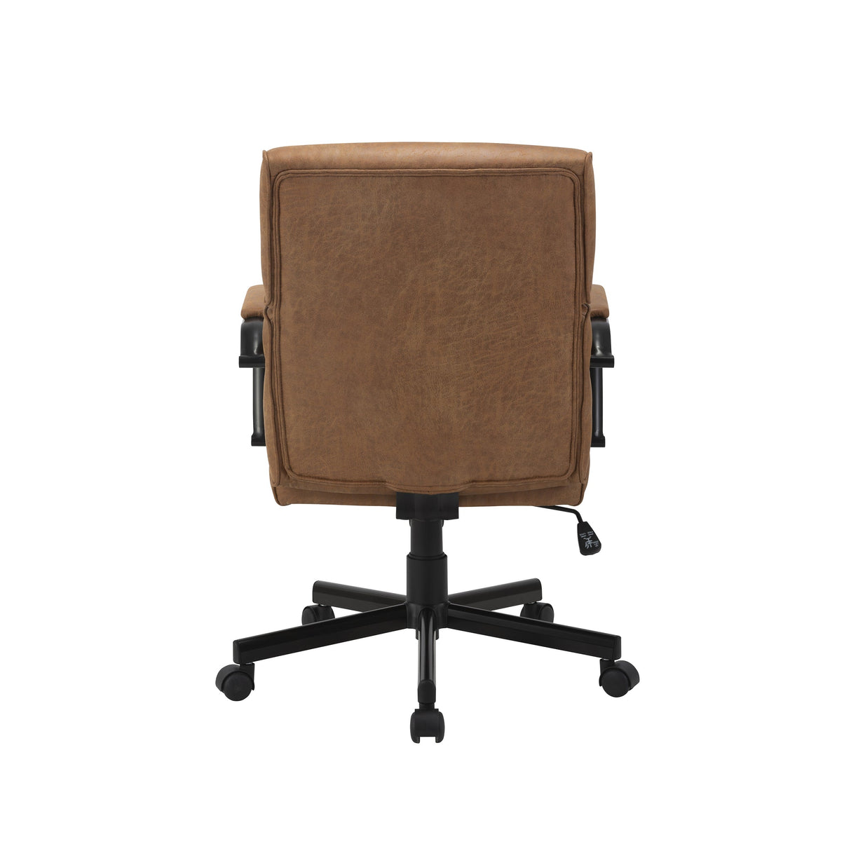 Beverley brown suede fabric office chair with padded fixed arms