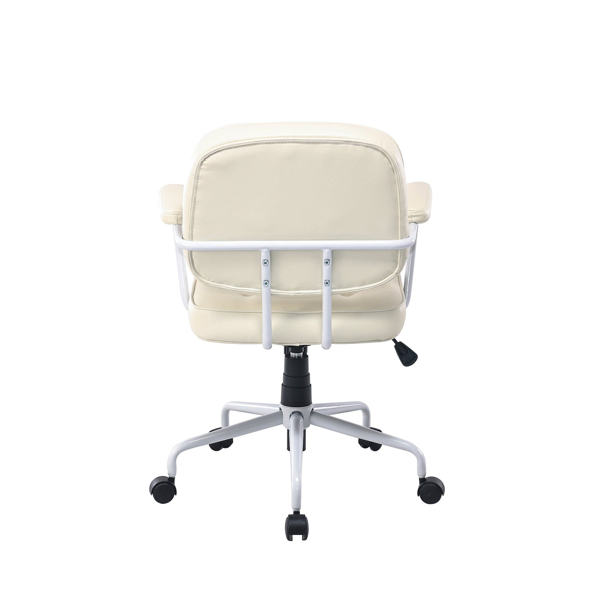 Mosman Park beige faux leather office chair with white frame in a home office