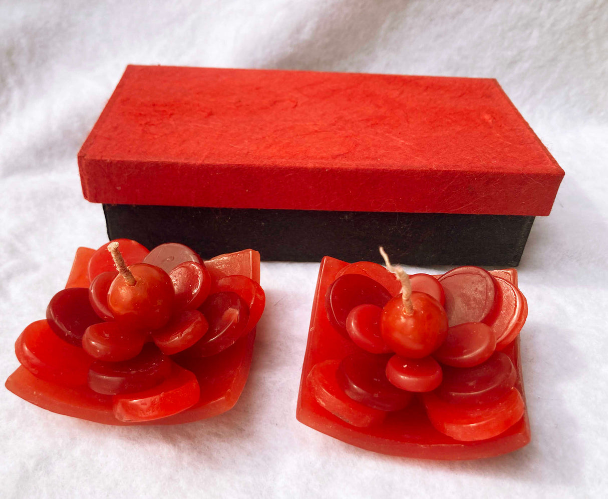 Red Lotus Floating Candles Gift Box Set of 2 — Birthdays, Christmas, Valentine's and Mother's Day — Allure Home Collections