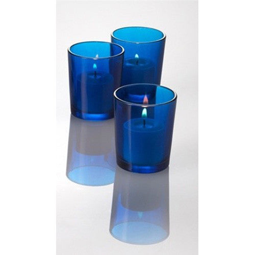 Blue glass votive tealight candle holder, set of 10