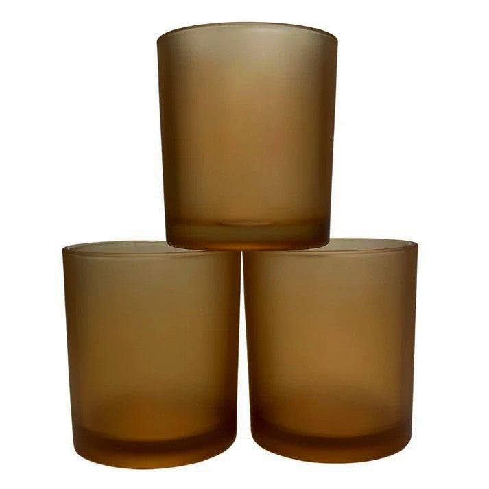 Brown frosted glass votive tealight candle holder, set of 10