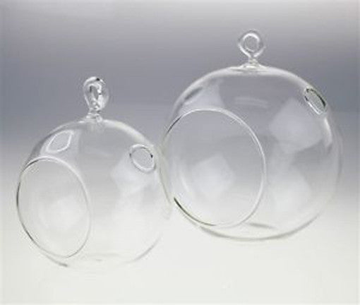 Hanging clear glass ball tealight candle holder 8cm set of 50