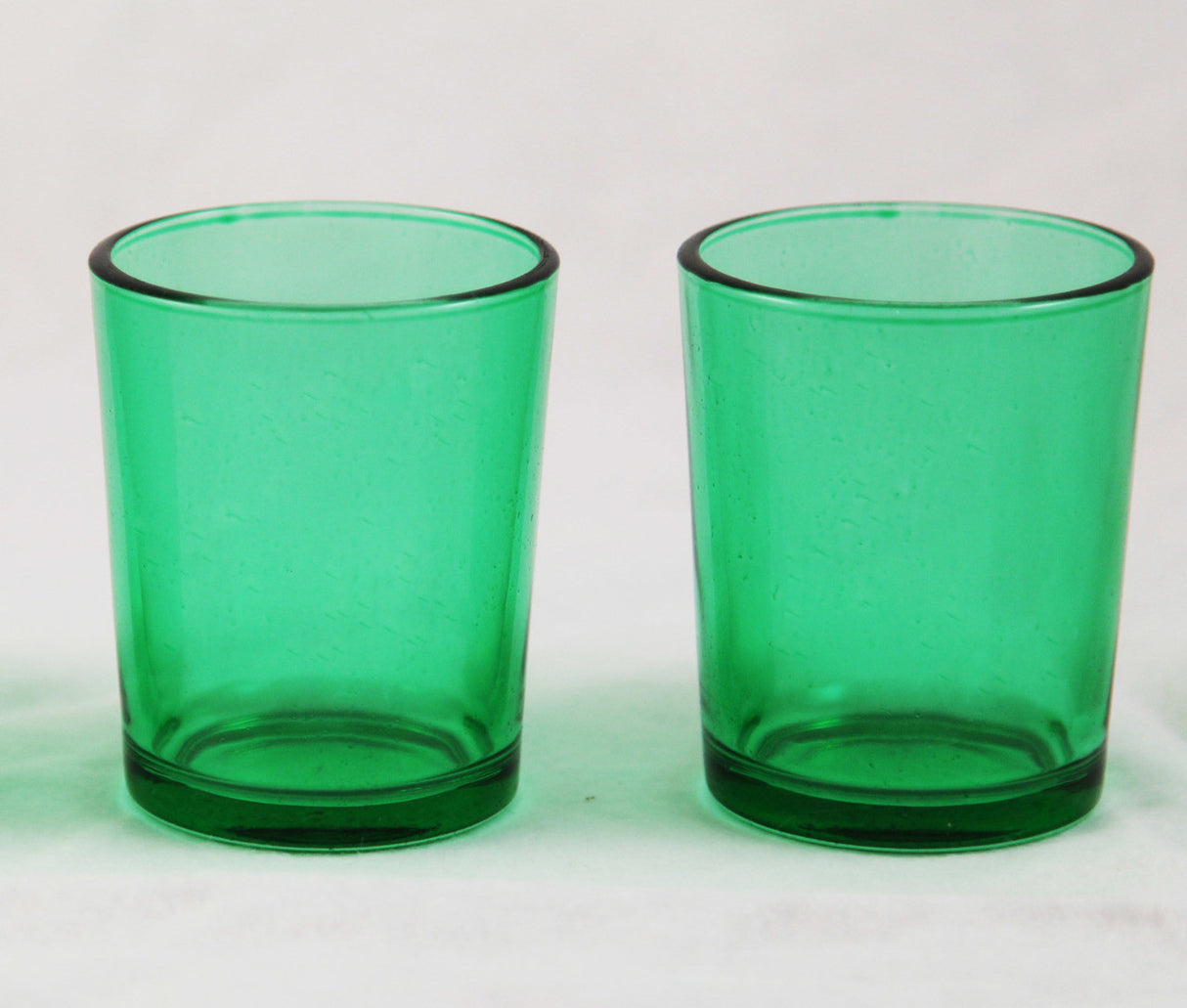 Green glass votive tealight candle holder, set of 10