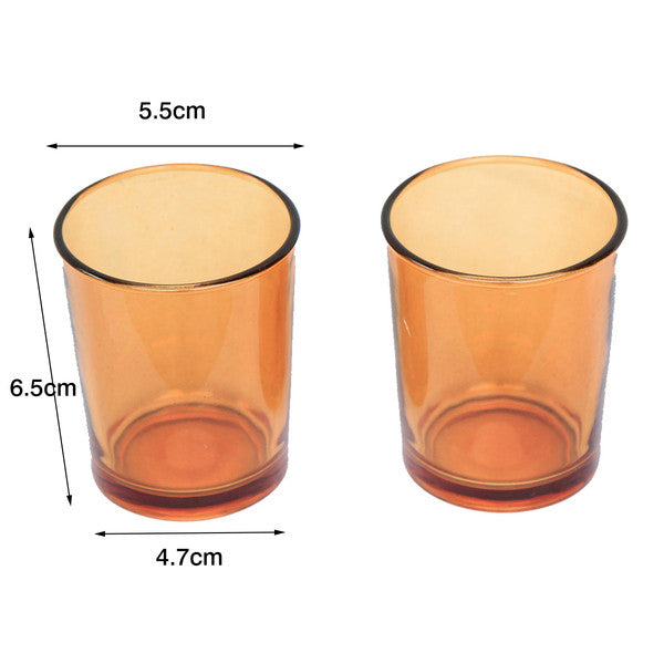 Orange glass votive tealight candle holders