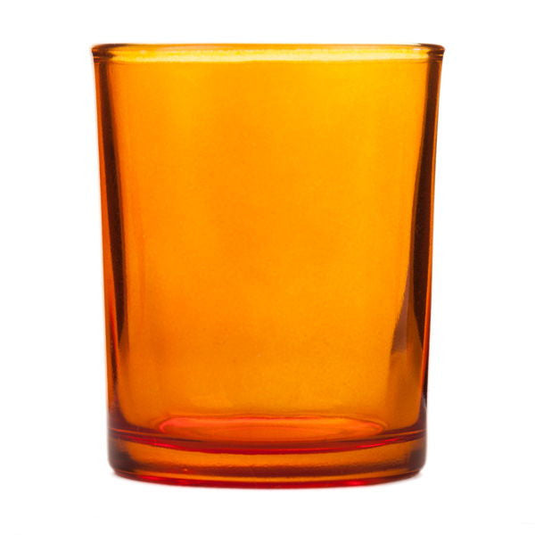Orange glass votive tealight candle holders