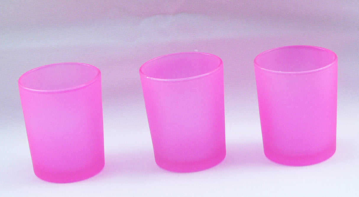 Pink frosted glass votive tealight candle holder, set of 10