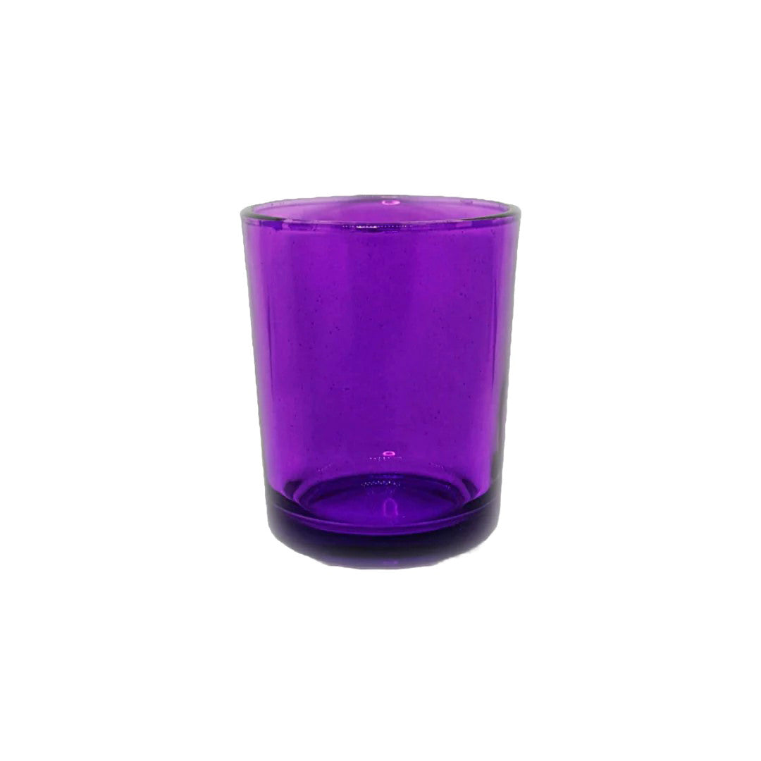 Purple glass votive tealight candle holder, set of 10