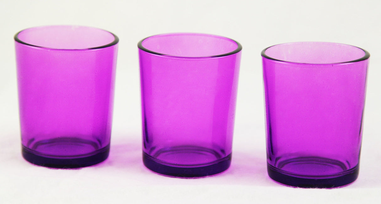Purple glass votive tealight candle holder, set of 10