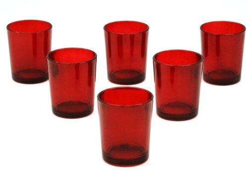Red glass votive tealight candle holder, set of 10