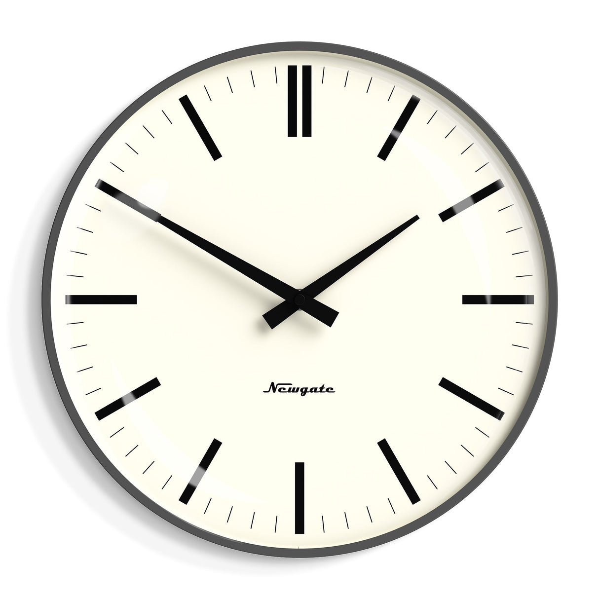 Newgate Radio City Wall Clock — Matte Blizzard Grey with Bold Black Marker Dial — Allure Home Collections