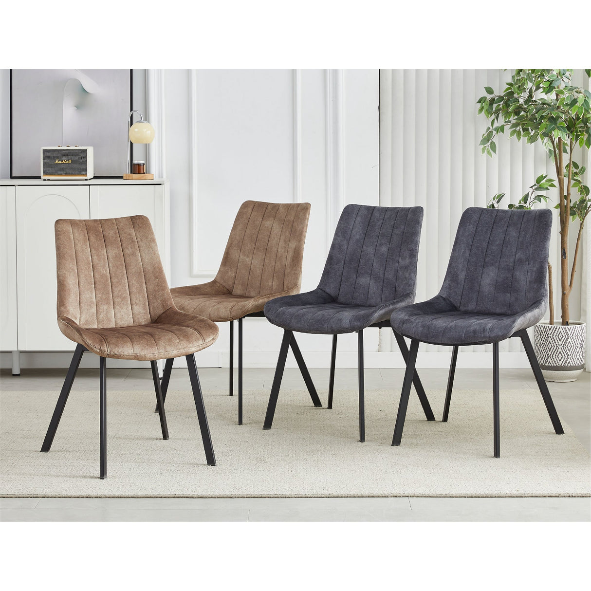 Sloane Fabric Dining Chairs — Set of 4, Grey or Taupe — Allure Home Collections