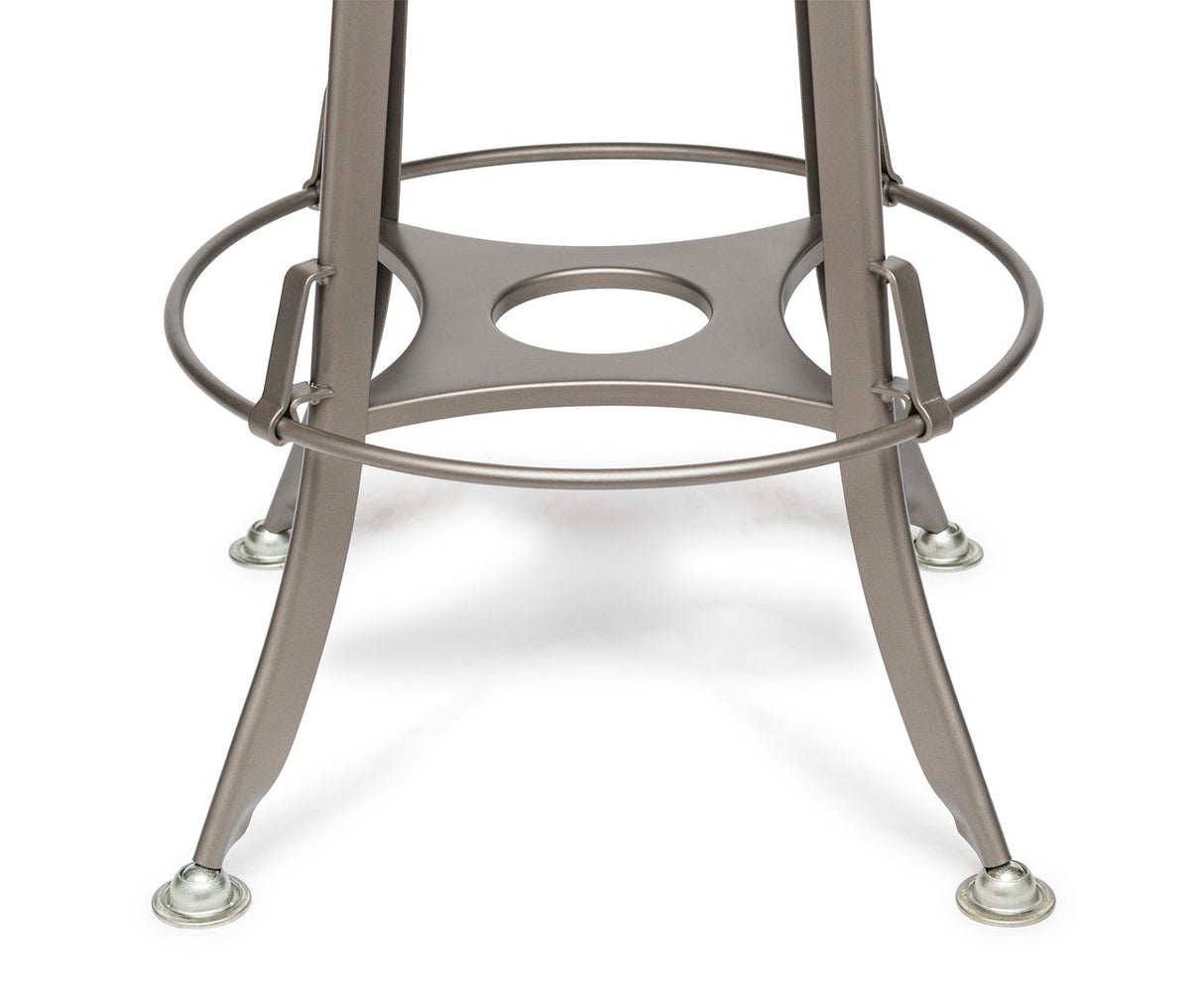 Industrial bar stool grey footrest and adjustable base detail — Allure Home Collections