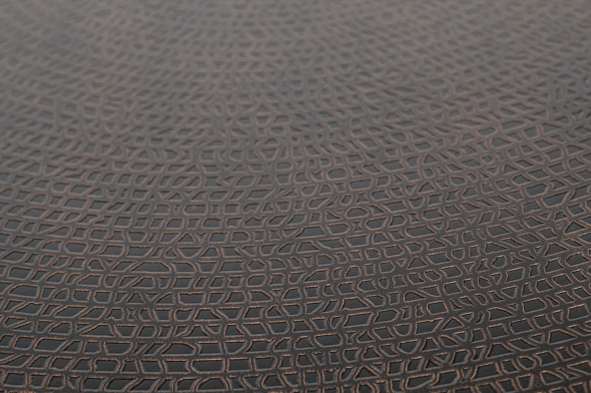 Modern Black Round Coffee Table with Copper Top