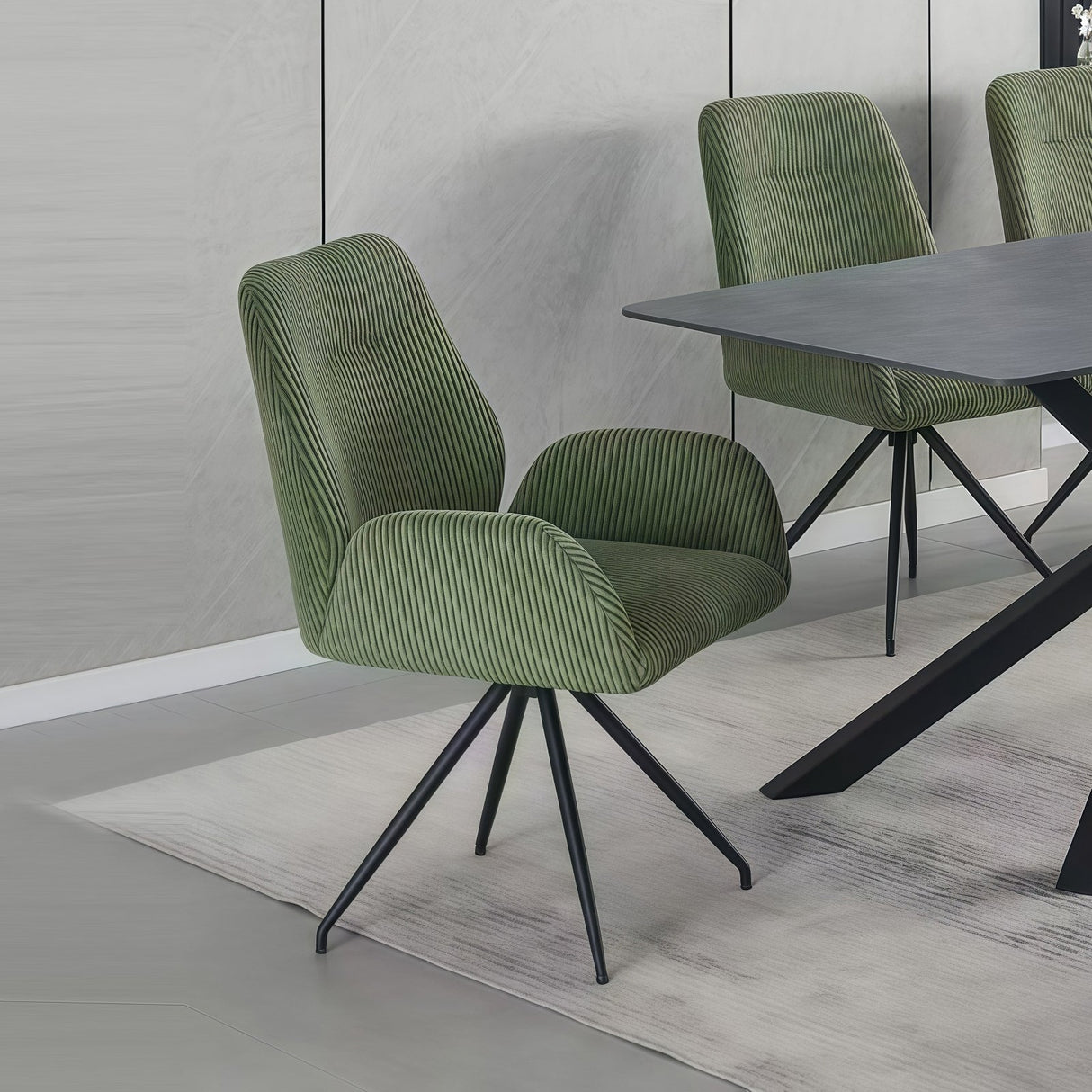 Dexter Linen Armchair Dining Chairs with Powder-Coated Iron Legs — Set of 4 — Allure Home Collections