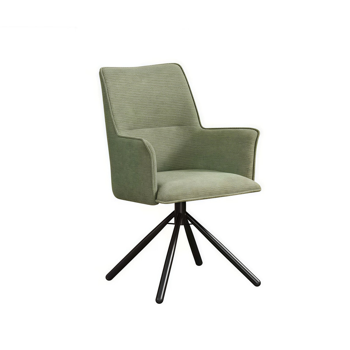 Keyneton green linen dining armchair with iron legs