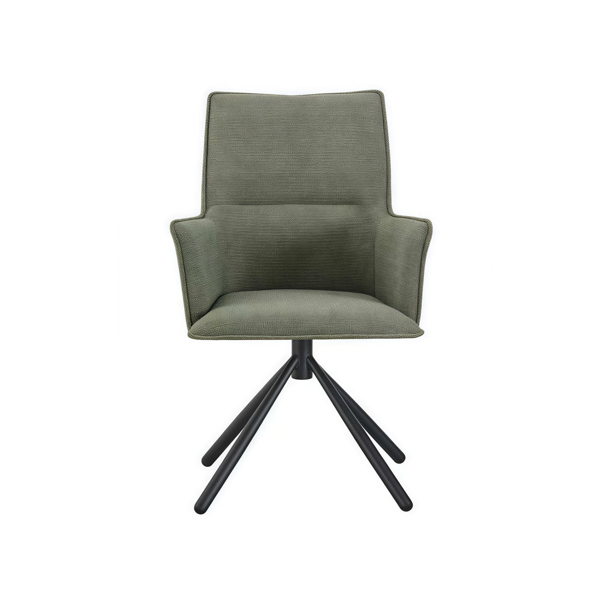 Keyneton green linen dining armchair with iron legs