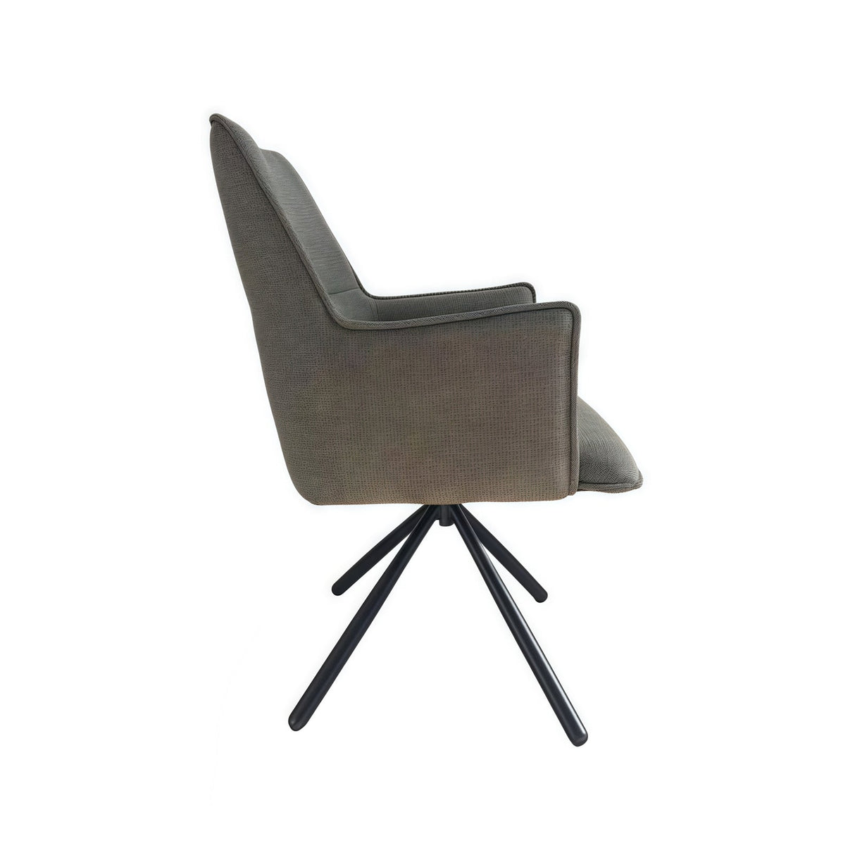 Keyneton green linen dining armchair with iron legs