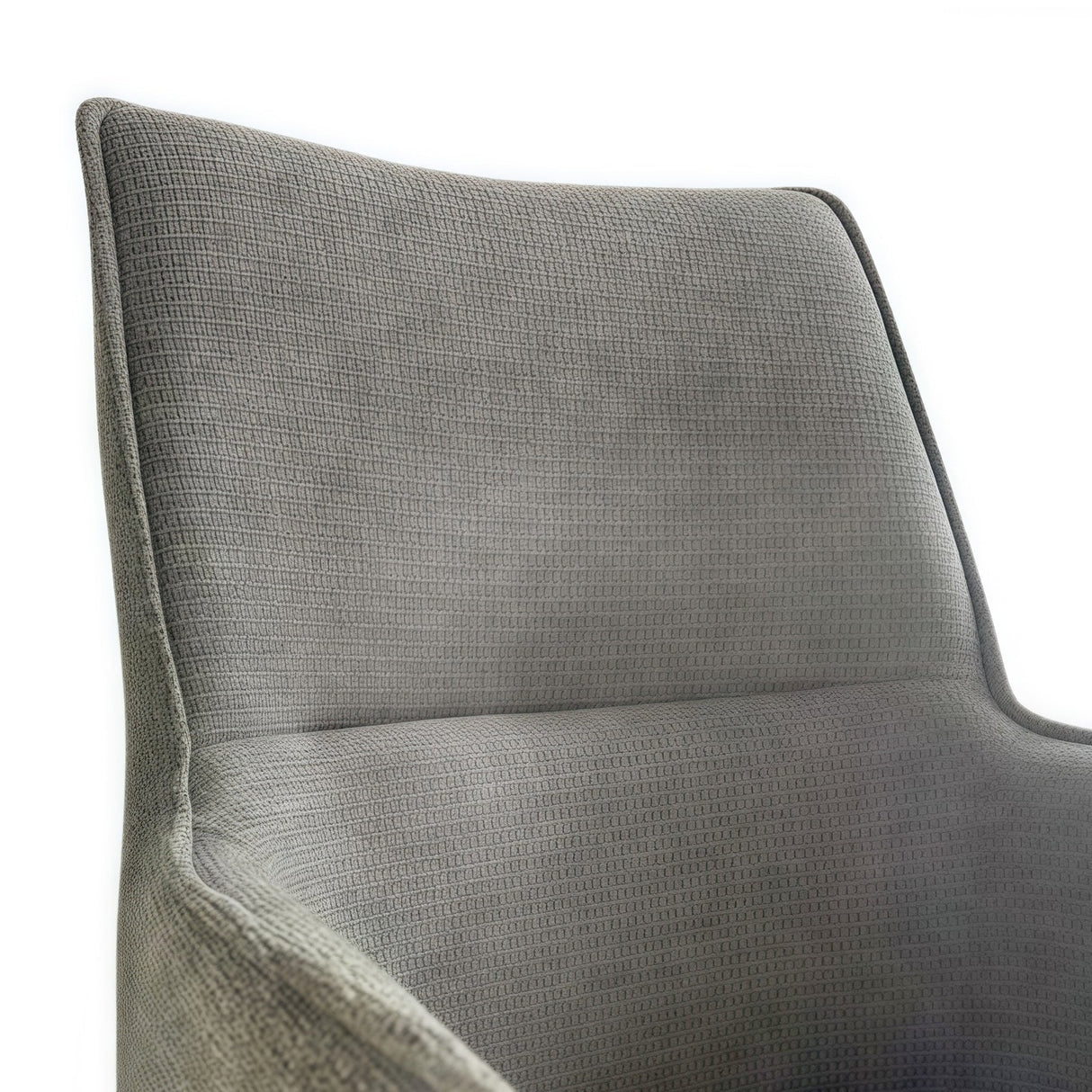 Keyneton green linen dining armchair with iron legs