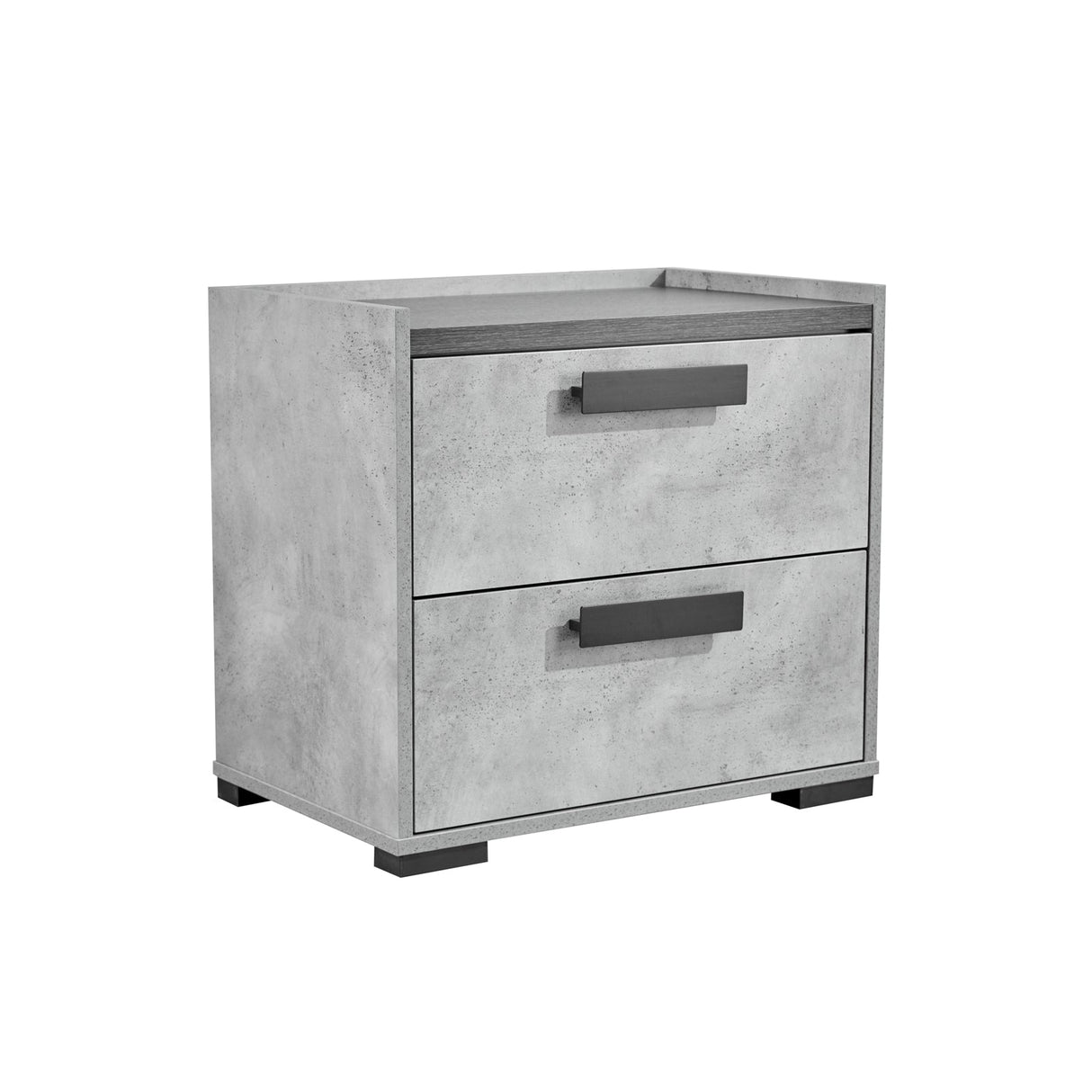 Cerveteri Queen Bedroom Suite 4pcs with Dresser, Black and Cement