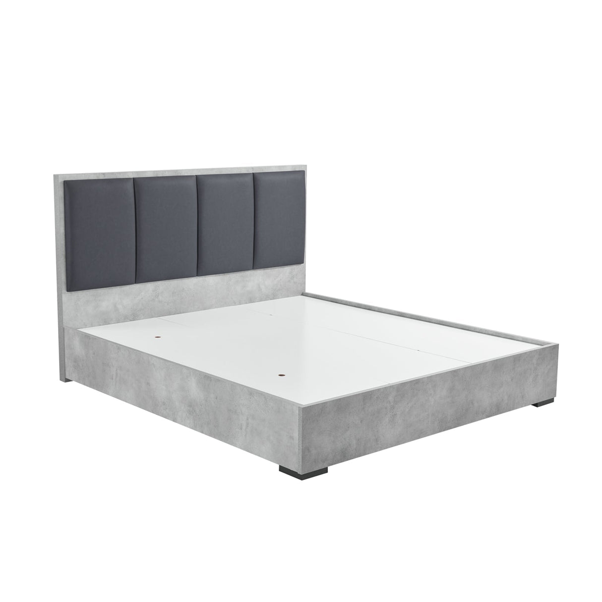 Cerveteri Queen Bedroom Suite 4pcs with Tallboy, Black and Cement