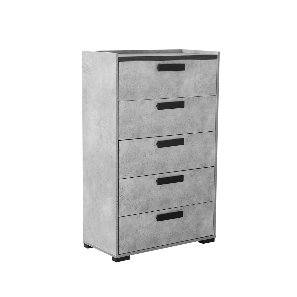 Cerveteri Queen Bedroom Suite 4pcs with Tallboy, Black and Cement