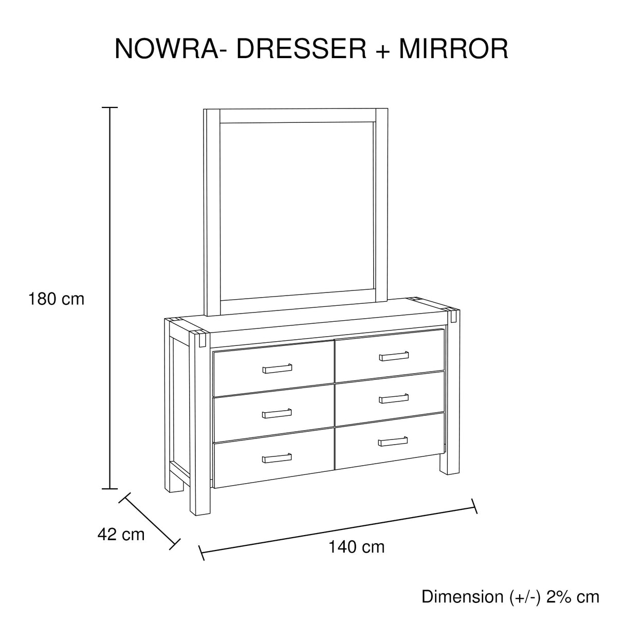 Ostia King Bedroom Suite 4pcs with Dresser, Chocolate