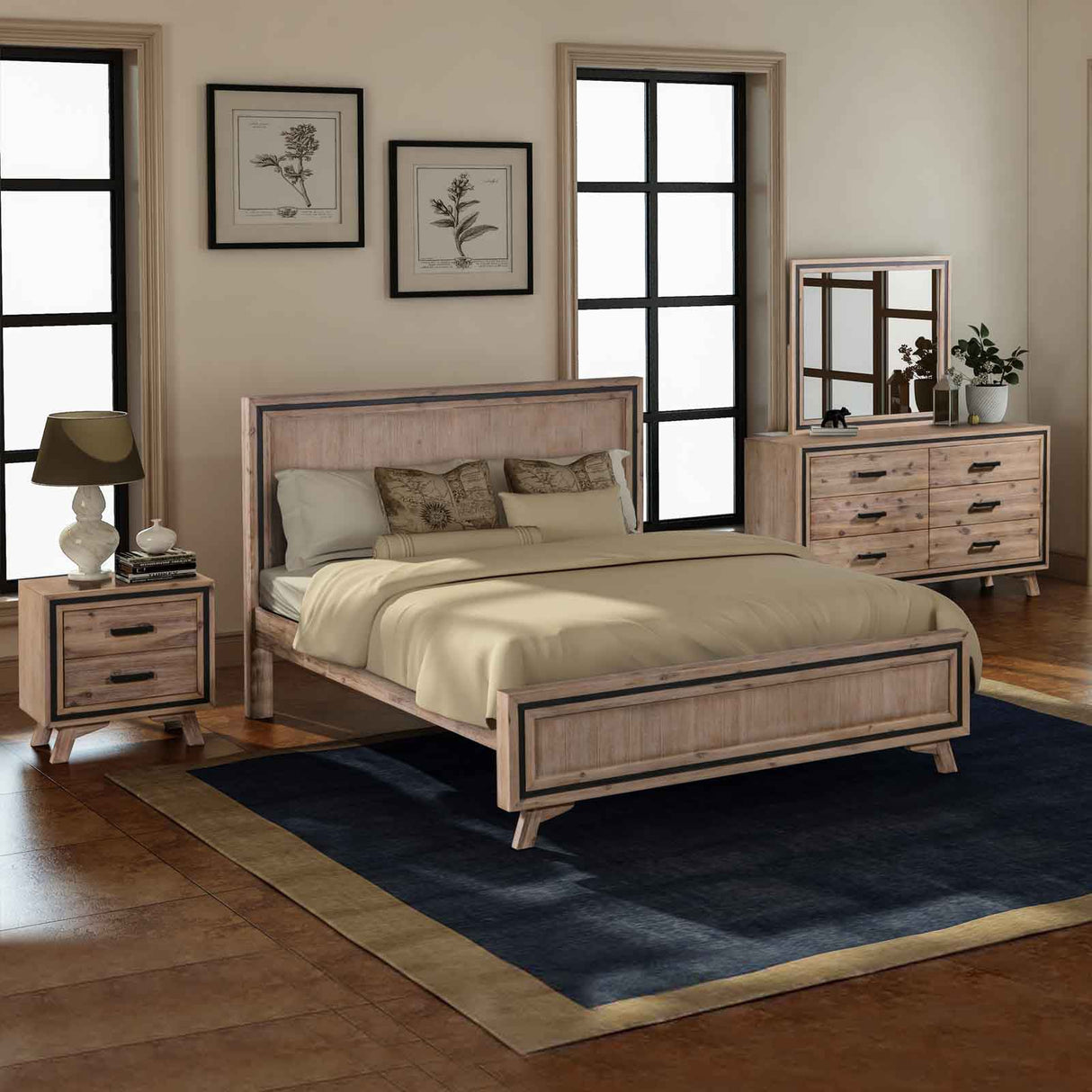 Merano 4 Piece Bedroom Suite Queen Acacia