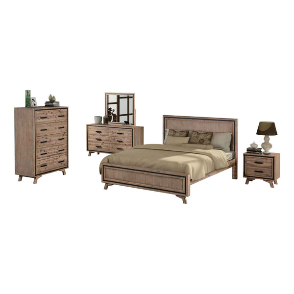 Merano 4 Piece Bedroom Suite King Acacia Tallboy