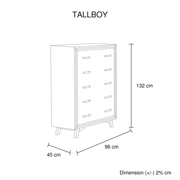 Merano 4 Piece Bedroom Suite King Acacia Tallboy