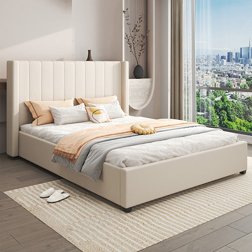 Rieti Beige King bed frame in a modern bedroom